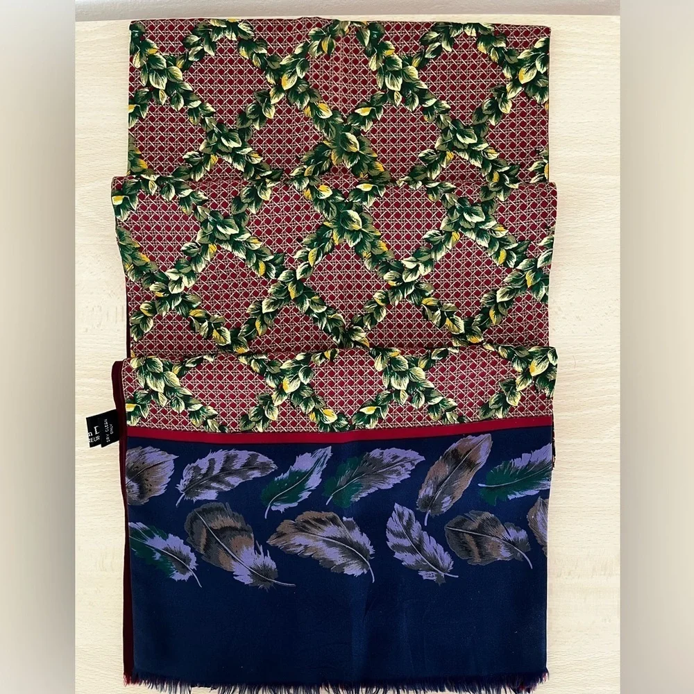 Vintage Christian Dior Long Scarf Silk Twill and Wool Rare Collectible 1987--90